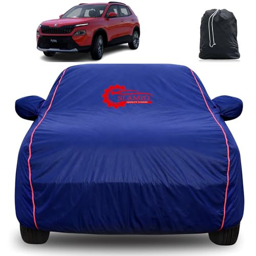 Image of 100% Waterproof Car Cover for Skoda Kylaq 2024-2026 | All-Weather, Dustproof & UV Protection | Heavy-Duty 3-Layer Fabric | Custom Fit with Mirror & Antenna Pocket | Navy Blue