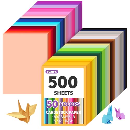 500 Sheets 8.5' X 11' Colored Cardstock, 50 Assorted Colors...