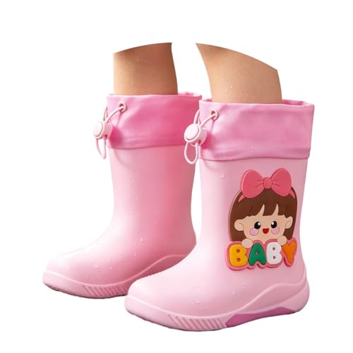 Generisch Botas para niños y niñas, botas de lluvia de dibujos animados, lindas, botas de goma, antideslizantes, impermeables, ligeras, cómodas, ajustables para patio escolar, uso diario, al aire