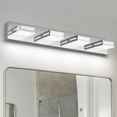 Image of LED Modern Bathroom Light Fixtures, 4-Light 30-Inch Dimmable 5CCT Adjustable Chrome Vanity Lights for Bathroom Lighting Fixtures Over Mirror, 350 Rotatable Wall Lamp