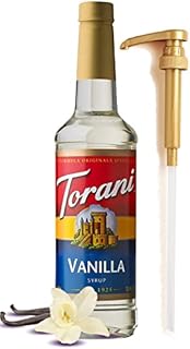 Torani Vanilla Syrup for Coffee 25.4 Ounces for Vanilla Flavored Coffee Torani Syrup with Fresh Finest Syrup Pump Dispenser