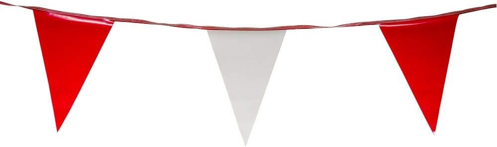 8 mil Polyethylene Pennants, 12" x 18", 100 ft String, Red/White