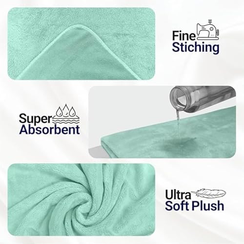 Image of Microfiber Kids Bath Towels Quick Dry Super Absorbent | Super Soft Bath Towel for Babies Toddler-Baby | Towel for Boys and Girls (Green & Pink, 2 Bath Towel)