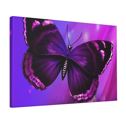 Toile papillon violet et fleur poster de qualité artistique sans cadre