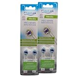 2x PRO-WHITE, Testina Sbiancante, Coppetta Lucidante Per Denti Più Bianchi, Sistema Di Setole Con Indicatore D