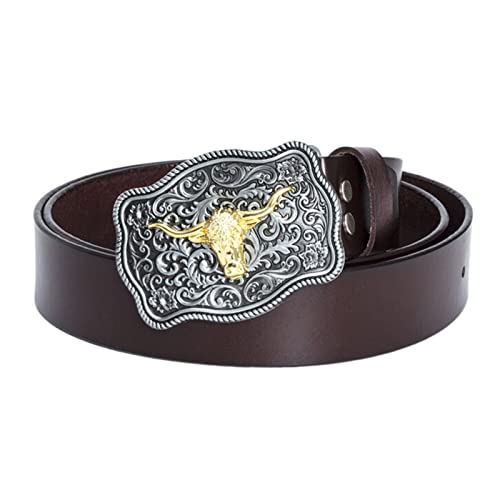 Genuine Leather Belt,Men's Casual Belt Retro Punk Style Simple Versatile Dress Jeans Belt