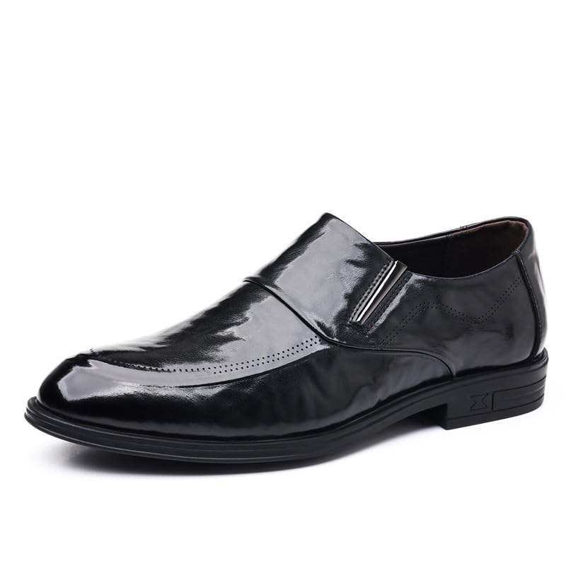 Men's Slip-On Dress Shoes Formal Classic Business Oxfords Patent Leather Wingtip Brogue Comfortable Shoes