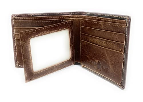 Western Men's Genuine Leather Floral Tooled Laser Cut Deer Wallet in 6 colors (Coffee/Tan)3