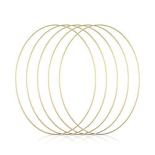 5 Piezas Aros Floral Grande de Metal Anillos Aro de Oro Macramé...