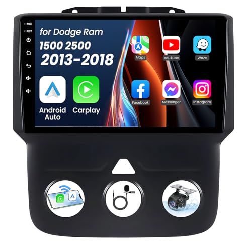 4GB+64GB Android 13 Car Radio for Dodge Ram 1500 2500 2013-2018: Wireless CarPlay and Android Auto Car Stereo with 1280 * 800 Touchscreen Bluetooth 5G WiFi, GPS Backup Camera FM