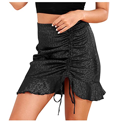 Short Wrap Skirt Fishtail Skirt Sexy Women Satin Print Zipper Skirt Pleated Leopard Skirt Midi Pleated Skirt #TOP1