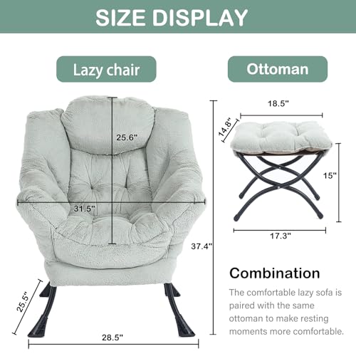 Image of LITA Lazy Chair with Ottoman, Modern Accent Leisure Upholstered Sofa, Contemporary Lounge Reading Chair with Armrests and a Side Pocket for Living Room, Bedroom & Small Space