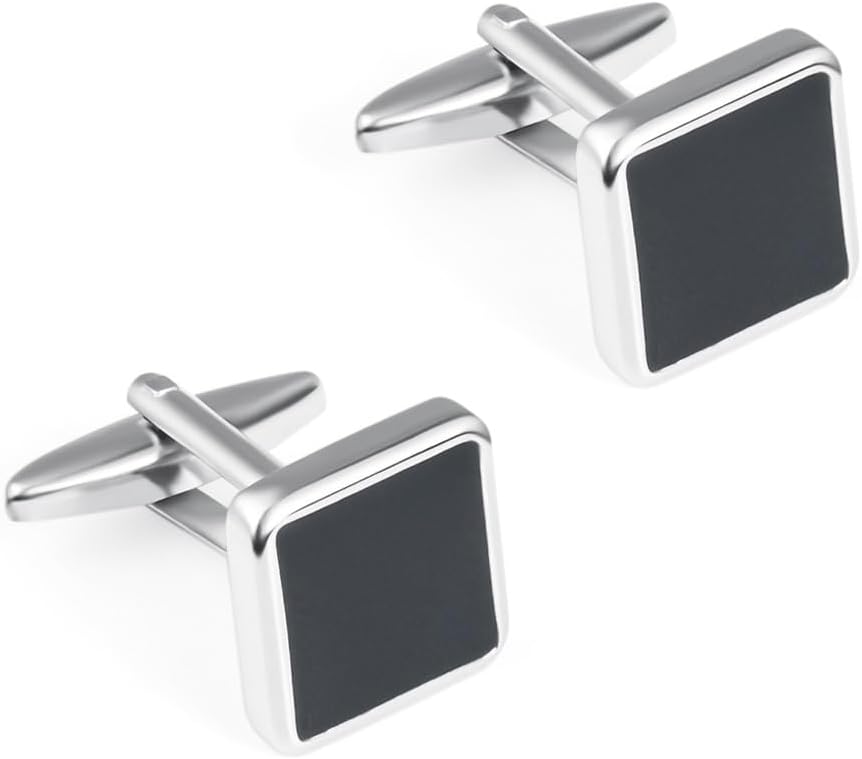 Men's French Shirt Cufflinks Square Drop Gel Enamel Metal