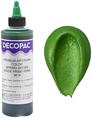 DECOPAC Food Coloring, 8 FL Oz Airbrush Food Color, Edible Airbrush For Cake Decorating, Cookie Airbrush Coloring, Food Airbrush Kit Add-on, Airbrushes For Cake Decorating 8 Fl Oz - Spring Green