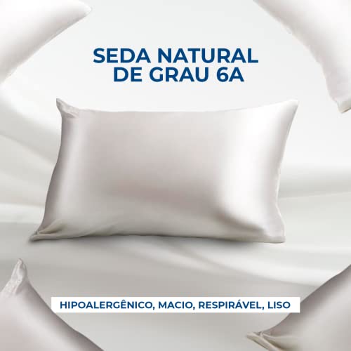 MEU SONO BRASIL 2 Fronhas de Cetim de Seda Premium Natural e Hipoalergênica, Cuida do Cabelo, Pele e