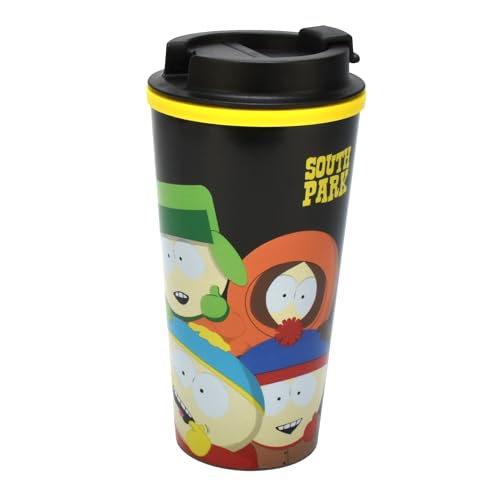 South Park Taza térmica, 450 ml de capacidad, Decorada con los personajes icónicos de la serie, Merchandising oficial