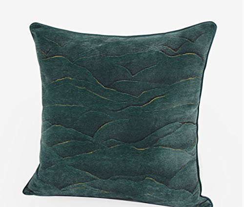 Fundas de Cojín Decorativa Sofá de Jacquard con Textura de Oro Decorado con Fundas de Almohada Cuadradas Verde 60x60cm (no Incluye Relleno)