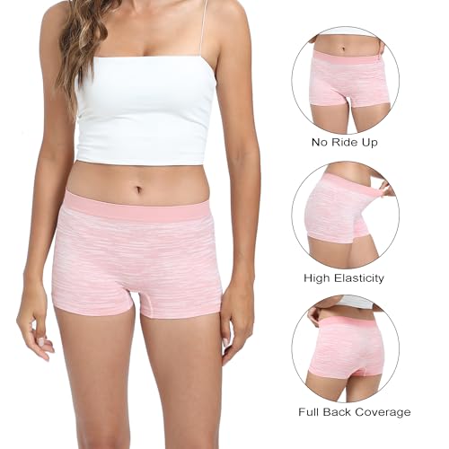 Image of LALESTE Women's Boyshort Underwear Full Coverage Seamless Panties Soft Stretch Boxer Briefs 5 Packs