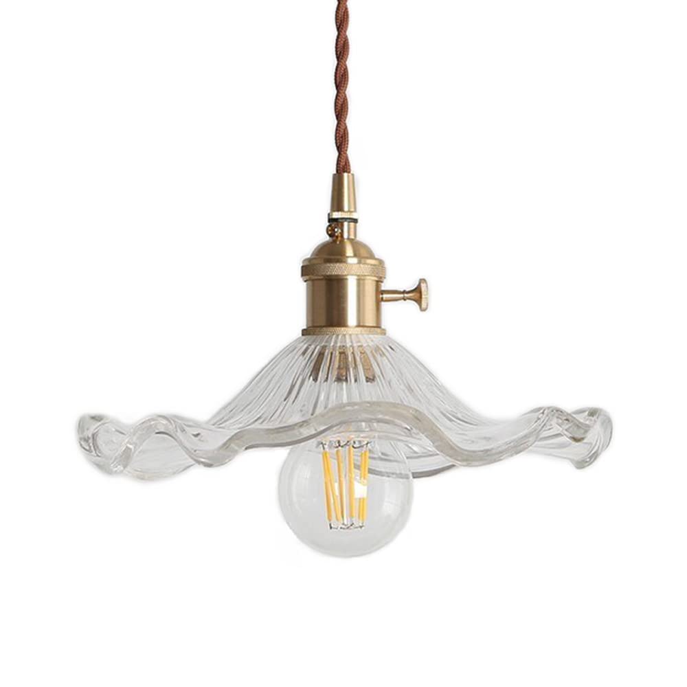 Lámpara de Techo Industrial Vintage, E27 Lámpara Colgante de Cristal Vintage, Colgante de luz con Portalámparas de Latón Para Dormitorio Restaurante Sala de Estar (Transparente)