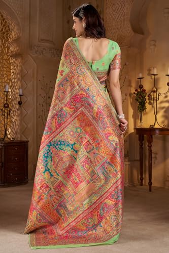 Image of SGF11 Women's Kanjivaram Pure Soft Silk Saree With Unstitched Blouse Piece