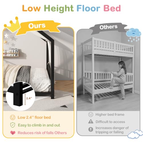 Image of Garvee Twin Size House Shape Bed Frame with Rail, Black