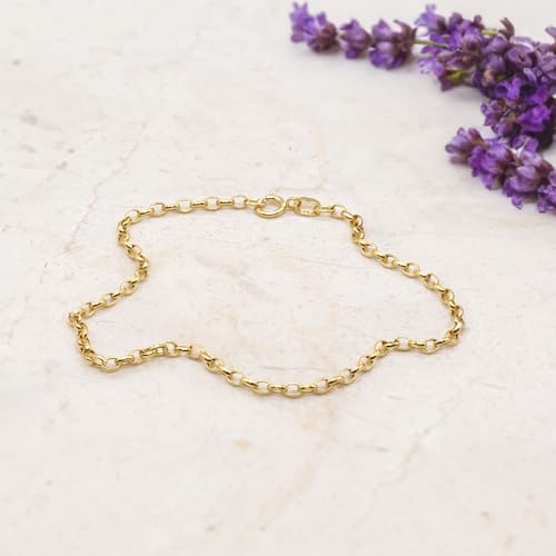 CARISSIMA Women's 9 ct Yellow Gold Hollow 2 mm Diamond Cut Oval Belcher Chain Bracelet of Length 19 cm/7.5 Inch2