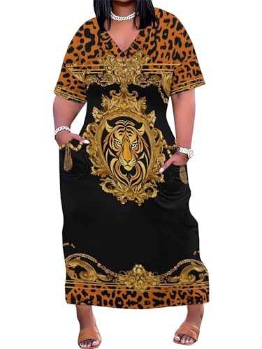 Image of PinkPatty Women's Oversize V Neck Short Sleeve Maxi Dress with Pockets