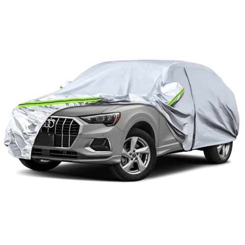Image of Waterproof Car Covers Replace for 2012-2025 Audi Q3, 6 Layers Silver All Weather Custom-fit Car Cover with Zipper Door & Windproof Bands for Snow Rain Dust Hail Protection
