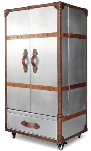 Casa Padrino Luxus Weinschrank Silber/Braun 63 x 52 x H. 130 cm - Aluminium...