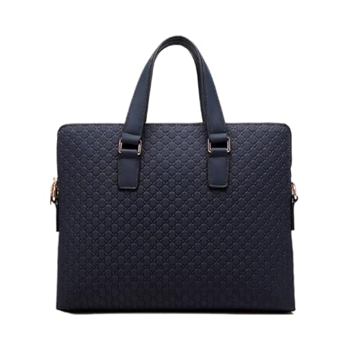 Mallette d'affaires pour ordinateur portable 14 pouces sac bleu en cuir véritable