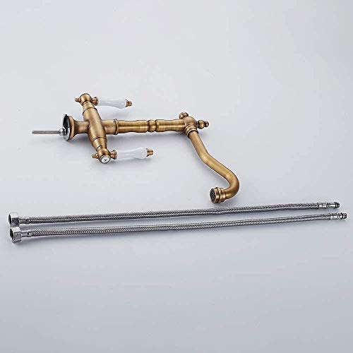Mitigeur d'évier de cuisine traditionnel double commande laiton - 6