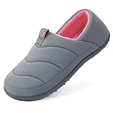 LongBay Women's Comfy Slippers Indoor Outdoor House Shoes with Removable Insole & Non-Slip Sole Grey, 7