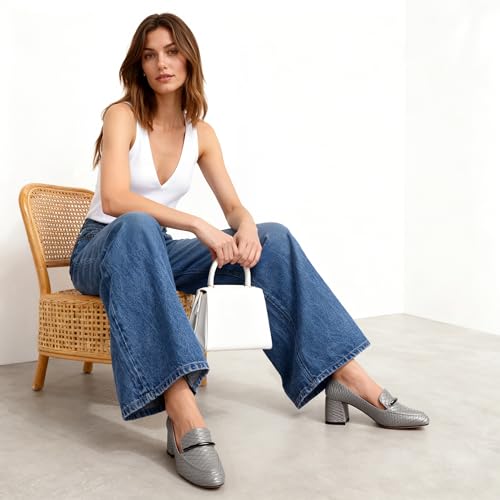 Image of Eldof Women's Pumps Block Heel Round Toe Slip On Chunky Loafer Heel Dress Shoes Pumps for Women 2.5 Inches