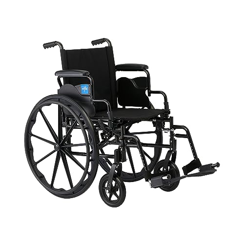 Image of Medline 16 inch Foldable K4 Wheelchair with Swing-Back Desk-Length Arms & Swing-Away Footrests, 300 lbs. Capacity, Transport Chair for Adults & Seniors