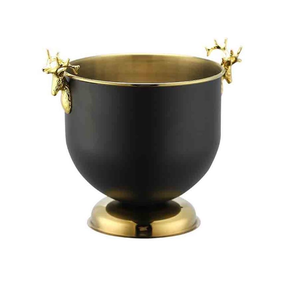 Cubo de hielo de acero inoxidable negro para enfriar bebidas y botellas