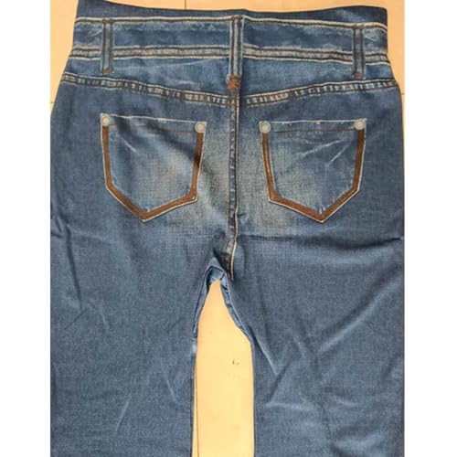 Womens Faux Denim Capri Pants Leggings High Waisted Yoga Pants Hip-Lifting Slim Fit Short Tights Stretch Faux Jeans4