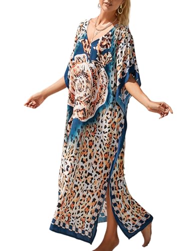 Image of Kaftan Dresses for Women Plus Size Bathing Suit Cover up Caftan Maxi Beach Dresses