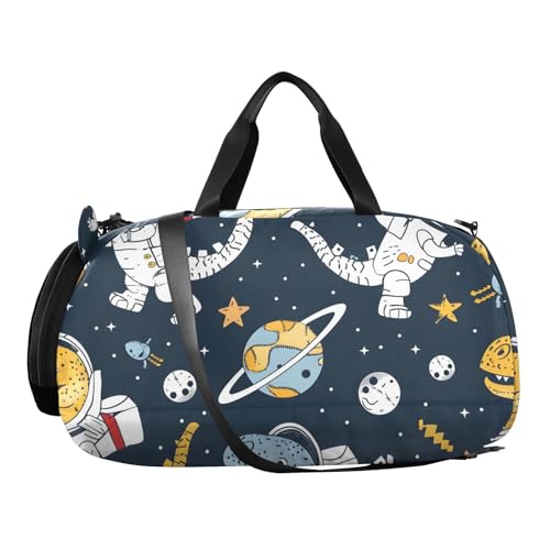 Duffle Bag Kids Gym Bag with Shoes Compartment & Wet Separation Overnight Travel Duffel Bag Astronaut Dinosaur for Girl Boy2