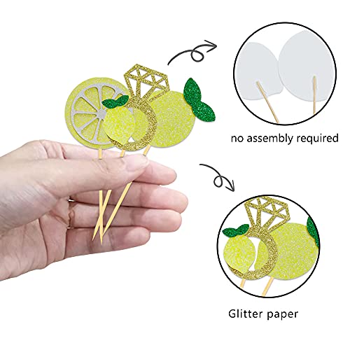 Glitter Lemon Cupcake Toppers Picks For Wedding Engagement Bridal Shower Bachelorette Party Decoration - Set Of 24 #TOP2