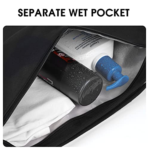 Wandf Drawstring Backpack Sports Gym Bag With Wet Compartment, Water-Resistant String Bag Cinch Bag For Women Men (Black) #TOP1