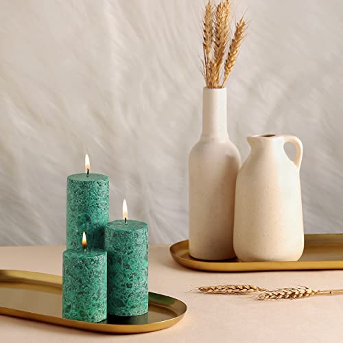 PROSPERRO LUMO by Parkash Candles Set of 3 Fragrance Pillar Candles Marble Finish (Mogra Fragrance)