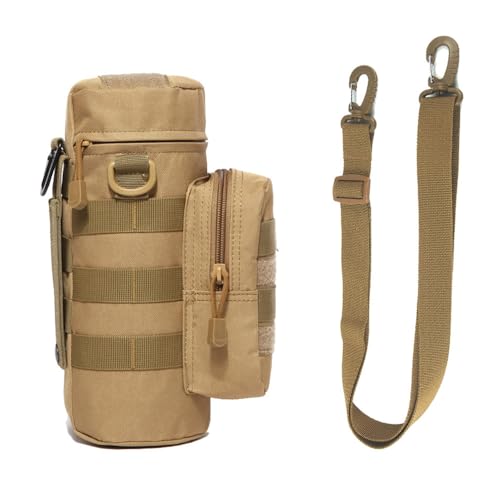 TTXSDYD Waterflesdrager, waterflesdrager met schouderriem, waterfleszak, wandelaccessoires, accessoires voor sportwaterflessen voor wandelen, reizen, kamperen (kaki)