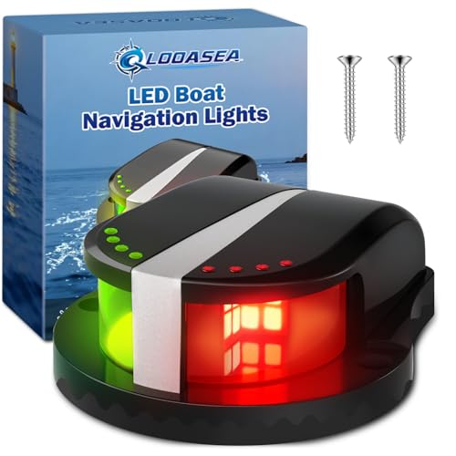 QLOOASEA Boat Navigation Lights LED Red and Green Marine Navigation Lights for Boats LED Waterproof IP67 12V Bi-Color Bow Light for Boats Pontoon Fishing Bass & Jon & Small Boat Yacht