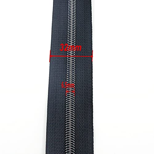 Image of Leekayer #5 Black Nickel Metallic Nylon Coil Teeth Zippers by The Yard Bulk 10 Yards Zipper Tape with 25pcs Black Nickel Sliders for DIY Sewing Tailor Craft Bag(Black)