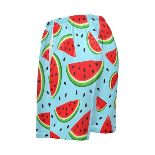 Watermelon Blue Pajama Shorts for Men Lounge Pants Sleepwear Shorts Pajama Casual Men Pajama Bottoms with Pockets, S-XXL3