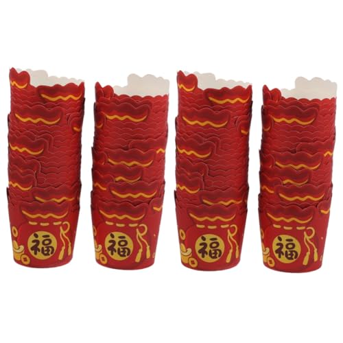 Cabilock 2 Set Coppa Dei Muffin Di Capodanno Termico Chiaro Pirottino Tondo in Carta Tratta Pirottini Per Muffin Pirottini Per Dolci Pirottini Per Cupcake Per Matrimonio Rosso 50 Pezzi * 2