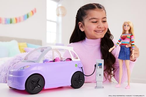 Barbie DreamHouse Dollhouse with 70+ Accessories, Working Elevator & Slide, Lights & Sounds + Barbie Car “Electric Vehicle” with Charging Station and Plug