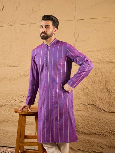 Image of Men's Embroidered Solid Calf Length Kurtas | Men | Kurtas for Mens | Straight Fit Kurta for Men's