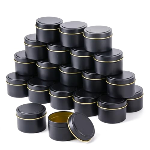 Generic 24 Pieces Candle tins?8oz candle jars?Candle container used for making candles?Bulk Candle Cans DIY Candle Making Supplies Handicraft Wholesale Empty Candle Cans Storage tank(8oz black)