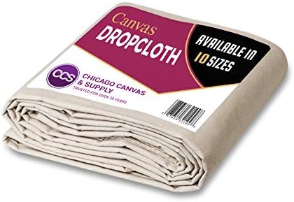 All Purpose Canvas Drop Cloth by CCS CHICAGO CANVAS & SUPPLY- Cotton Canvas Cover for Floor & Furniture Protection - Washable & Reusable Duck Dropcloth Fabric Against Paint, Dust, Dirt- 9 by 12 Feet